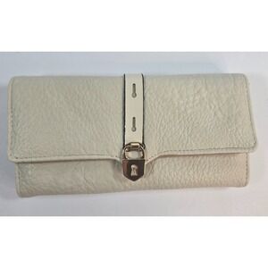 Jolene Couture Beige Long Wallet Clutch Faux Leather Snap Closure Card Holder